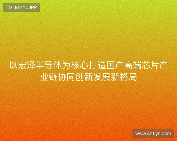 以宏泽半导体为核心打造国产高端芯片产业链协同创新发展新格局